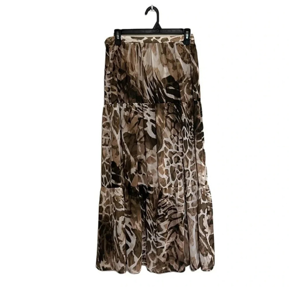 Boston Proper Animal Print Maxi Skirt Size 6 Flowy Breezy Tiered Boho Casual - Picture 2 of 10